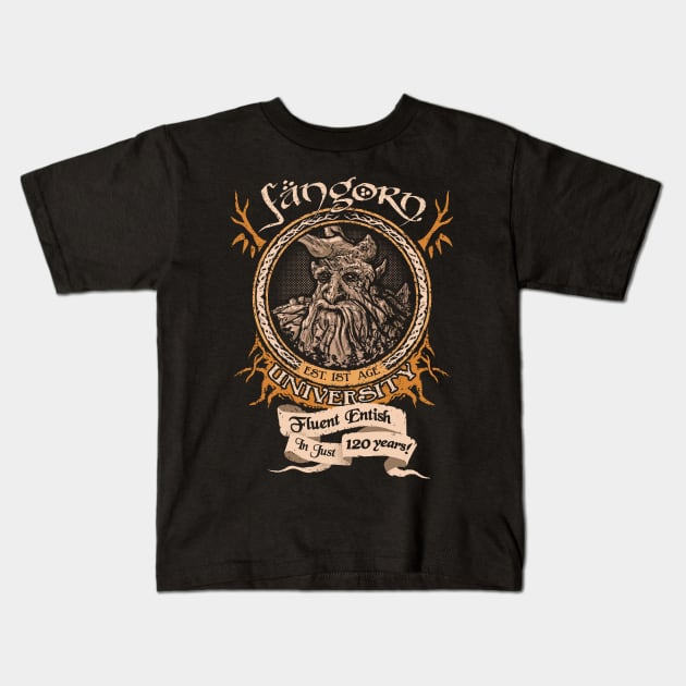 Fangorn University Kids T-Shirt by hootbrush